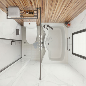 日本风格全部在一个带浴缸和卫生间的预制浴室吊舱中