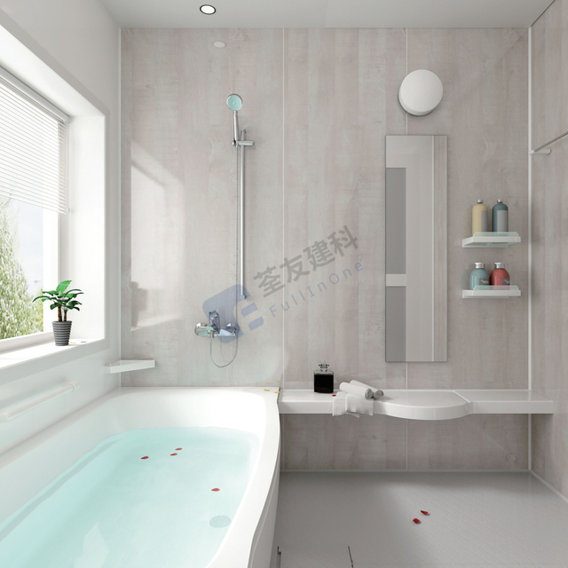 酒店高端一体式浴室带浴缸的一体式浴室单元